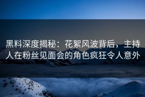 黑料深度揭秘：花絮风波背后，主持人在粉丝见面会的角色疯狂令人意外