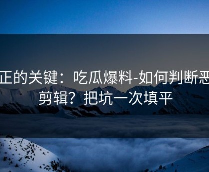 真正的关键：吃瓜爆料-如何判断恶意剪辑？把坑一次填平