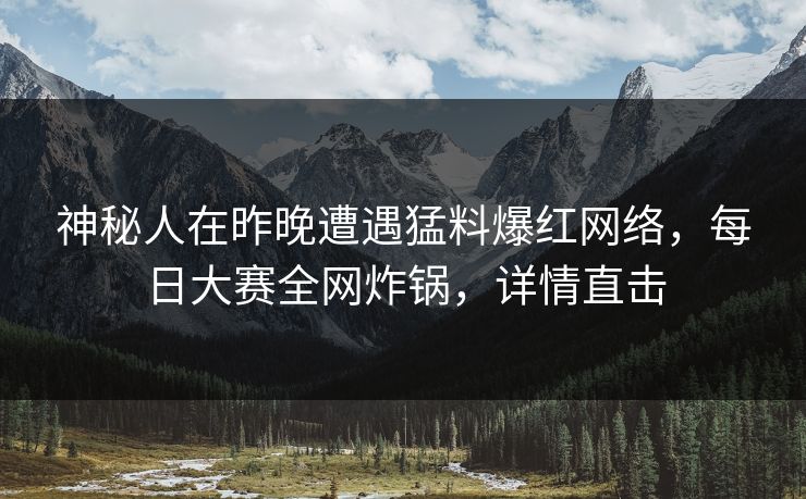 神秘人在昨晚遭遇猛料爆红网络，每日大赛全网炸锅，详情直击