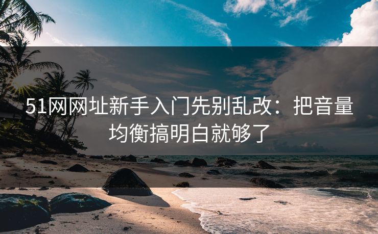 51网网址新手入门先别乱改：把音量均衡搞明白就够了