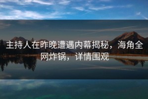 主持人在昨晚遭遇内幕揭秘，海角全网炸锅，详情围观