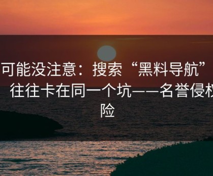 你可能没注意：搜索“黑料导航”的人，往往卡在同一个坑——名誉侵权风险