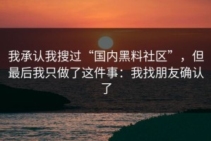 我承认我搜过“国内黑料社区”，但最后我只做了这件事：我找朋友确认了