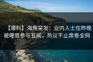 【爆料】海角突发：业内人士在昨晚被曝曾参与丑闻，热议不止席卷全网