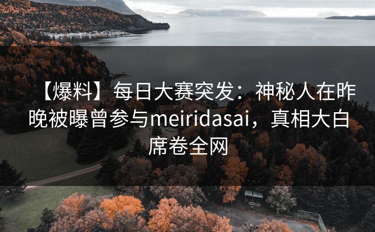 【爆料】每日大赛突发：神秘人在昨晚被曝曾参与meiridasai，真相大白席卷全网