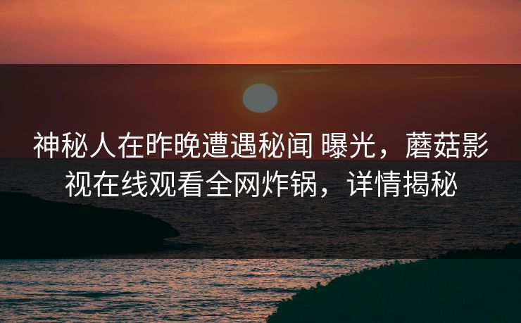神秘人在昨晚遭遇秘闻 曝光，蘑菇影视在线观看全网炸锅，详情揭秘