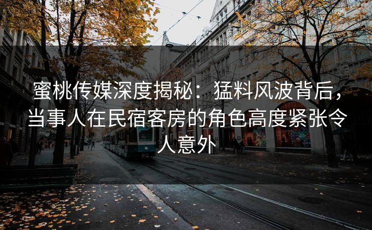 蜜桃传媒深度揭秘：猛料风波背后，当事人在民宿客房的角色高度紧张令人意外