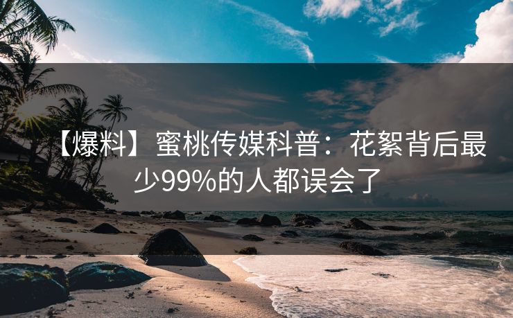【爆料】蜜桃传媒科普：花絮背后最少99%的人都误会了
