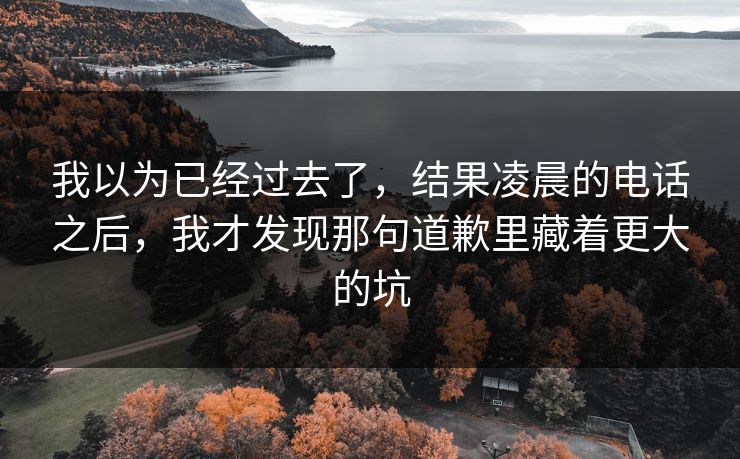 我以为已经过去了，结果凌晨的电话之后，我才发现那句道歉里藏着更大的坑